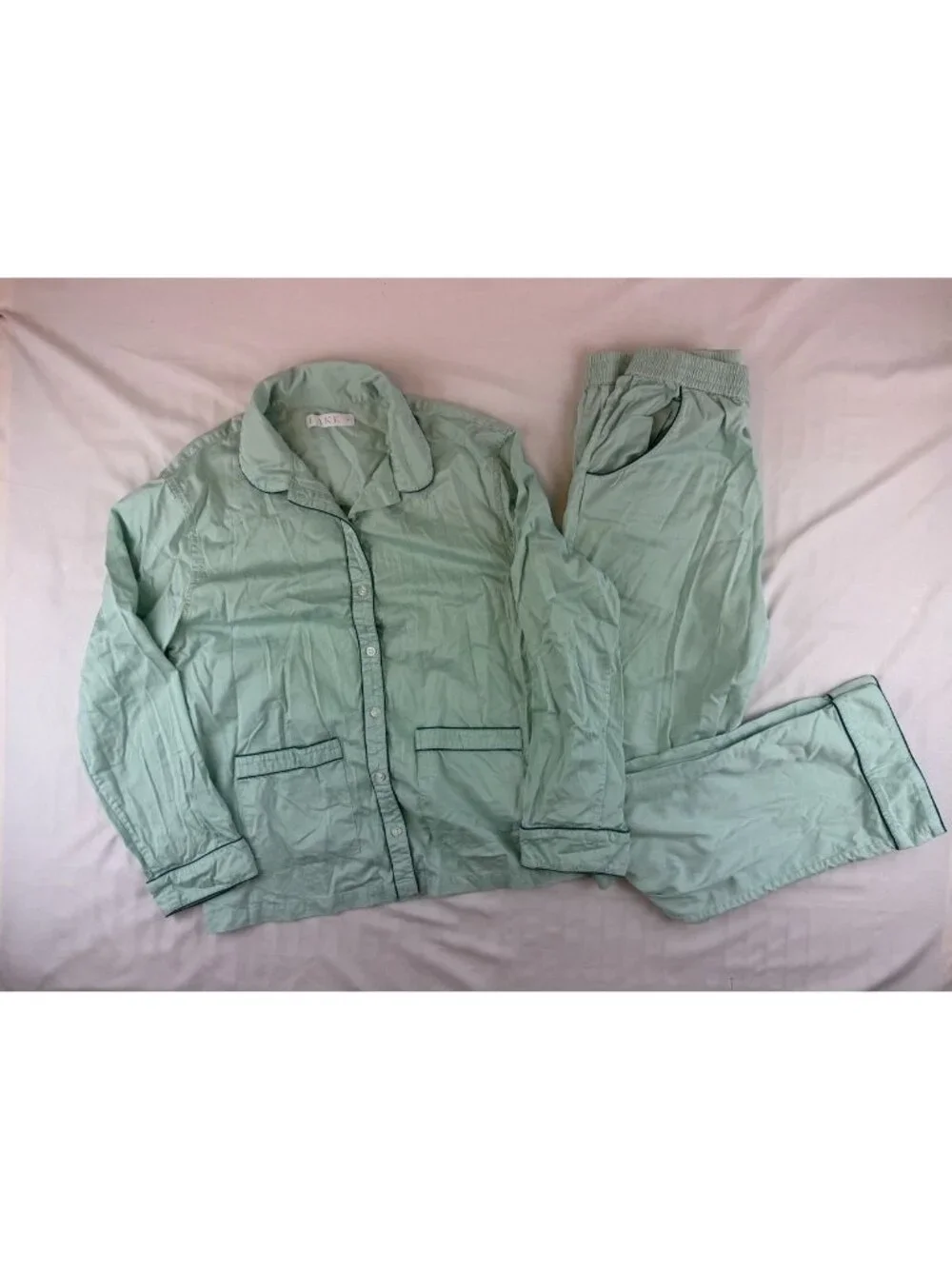 LAKE Pajamas Long Sleeve Pants Set Size Medium in Light Mint Green - Picture 2 of 15